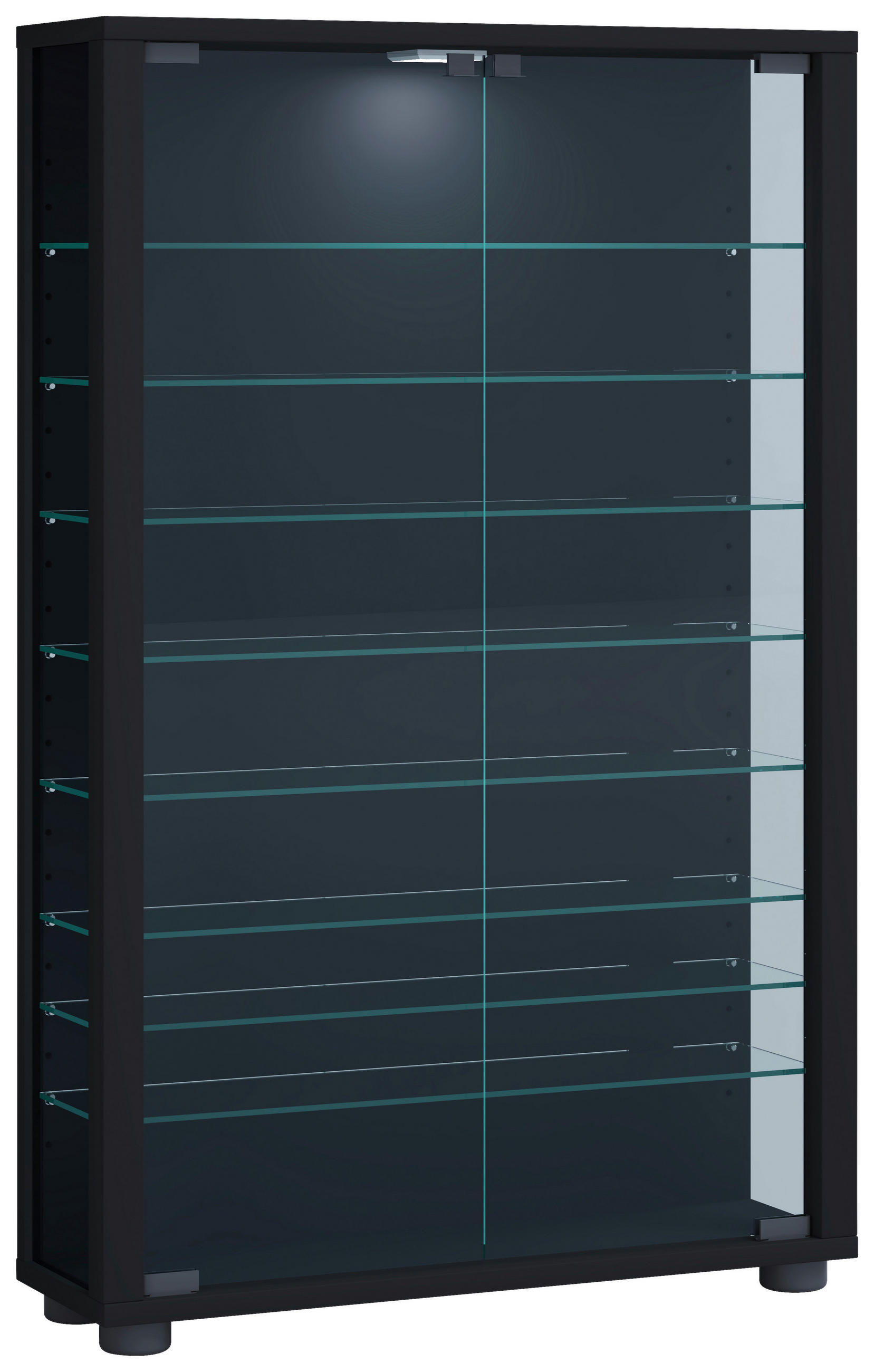 VITRINE Lumo in Schwarz  - Transparent/Schwarz, Design, Glas/Holzwerkstoff (59/90/18cm) - MID.YOU