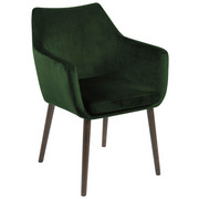 ARMLEHNSTUHL Samt Dunkelgrün - Dunkelgrün/Dunkelbraun, Trend, Holz/Textil (58/84/58cm) - Ambia Home