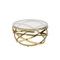 COUCHTISCH Sicherheitsglas 80/80/42 cm rund Klar, Goldfarben  - Klar/Goldfarben, Design, Glas/Metall (80/80/42cm) - Livetastic