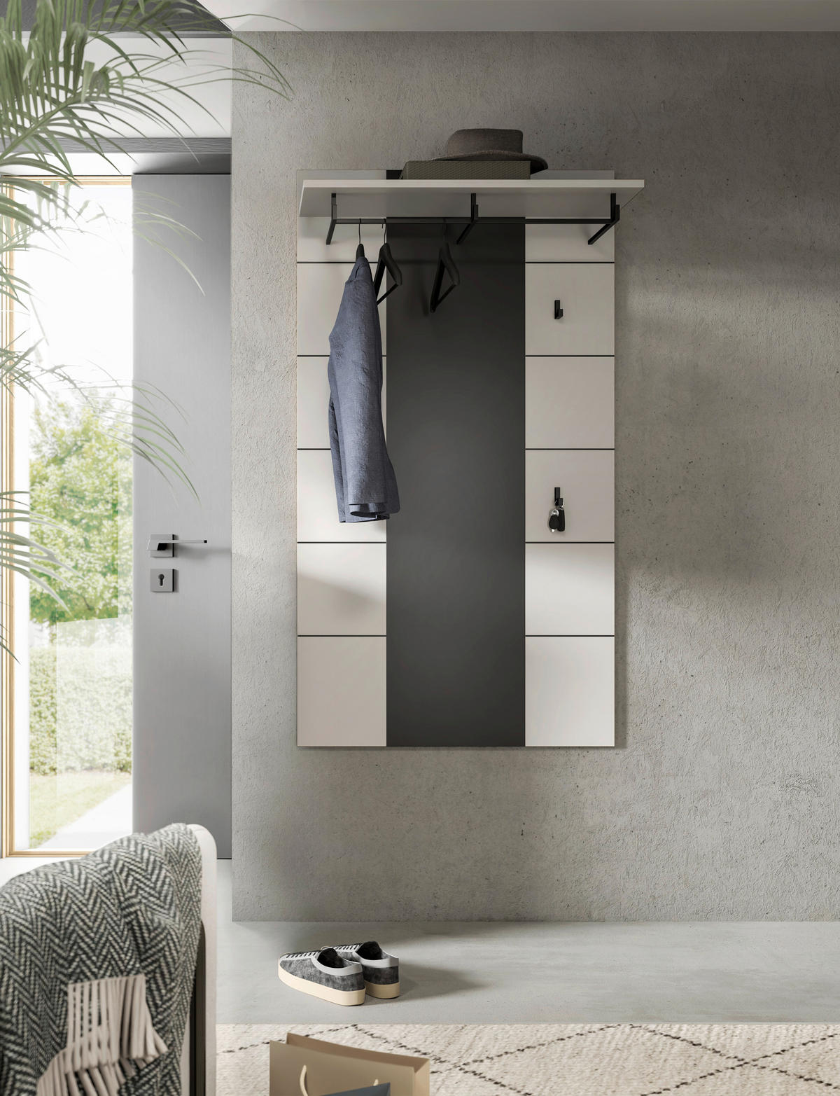 GARDEROBENPANEEL  in 80/145/29 cm  - Weiß/Grau, Design, Holzwerkstoff (80/145/29cm) - Livetastic