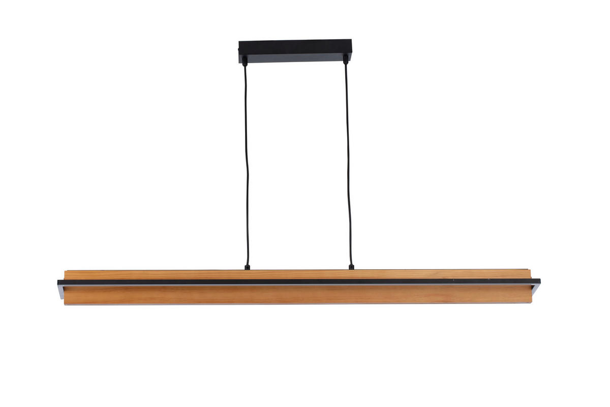 LED-HÄNGELEUCHTE Nunki 114/12/150 cm   - Schwarz/Kieferfarben, Design, Holz/Kunststoff (114/12/150cm) - Novel