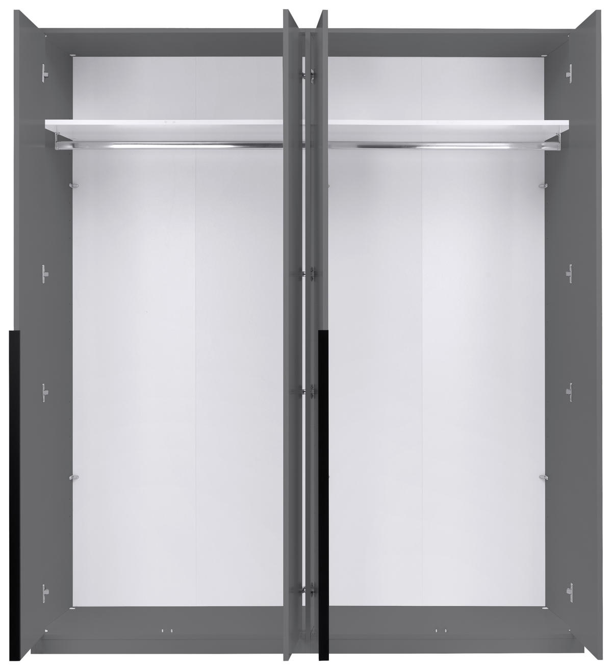 DREHTÜRENSCHRANK 185/211/53 cm,  in Graphitfarben, 4-türig  - Graphitfarben/Schwarz, MODERN, Holzwerkstoff/Metall (185/211/53cm) - MID.YOU