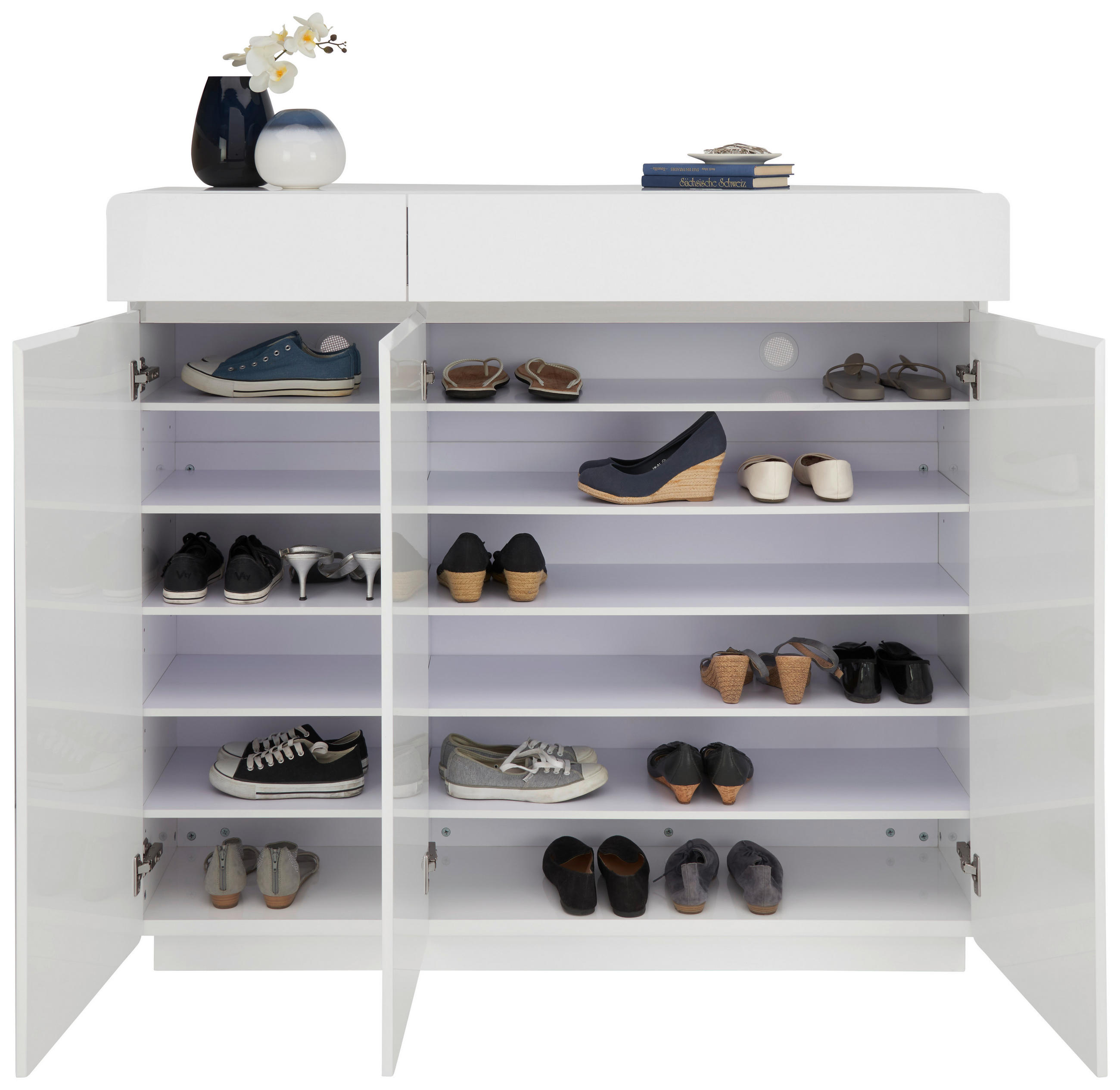 SCHUHSCHRANK Weiß  - Weiß, Design, Holzwerkstoff (135/123/35cm) - Xora