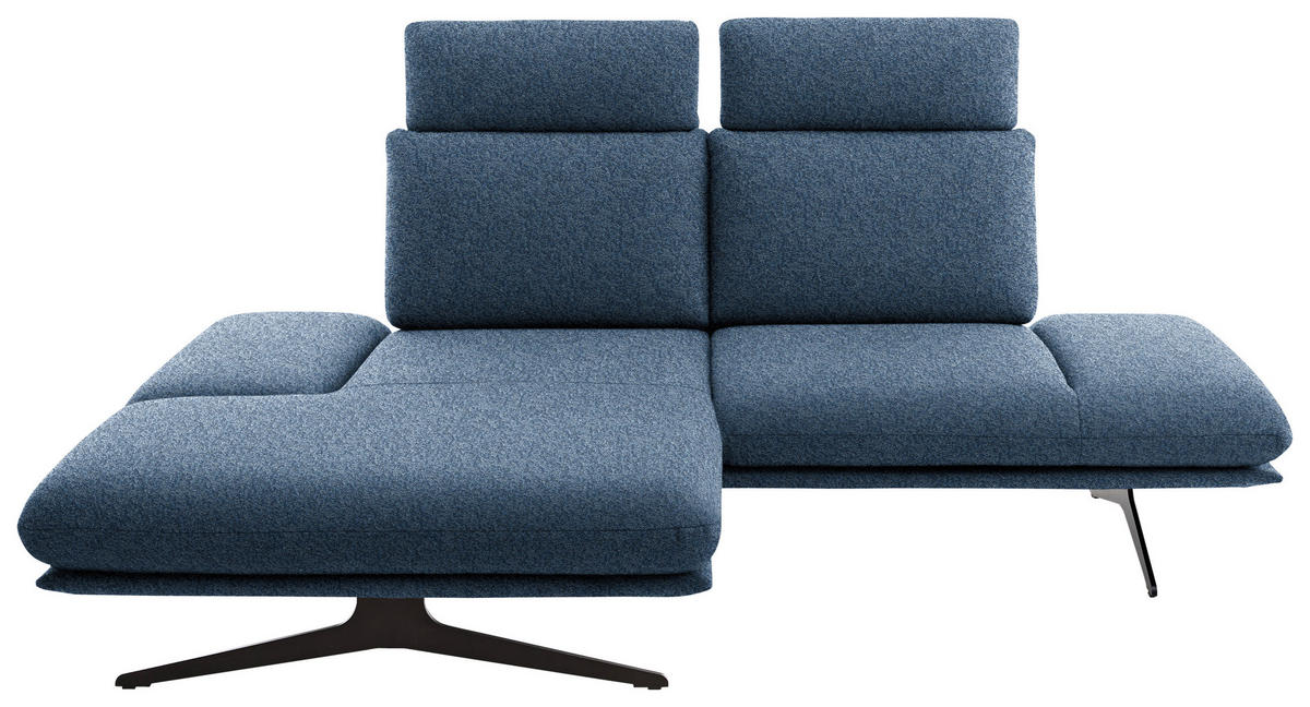 ECKSOFA  in Flachgewebe Blau  155/234 cm  - Blau/Schwarz, Design, Textil/Metall (155/234cm) - Dieter Knoll