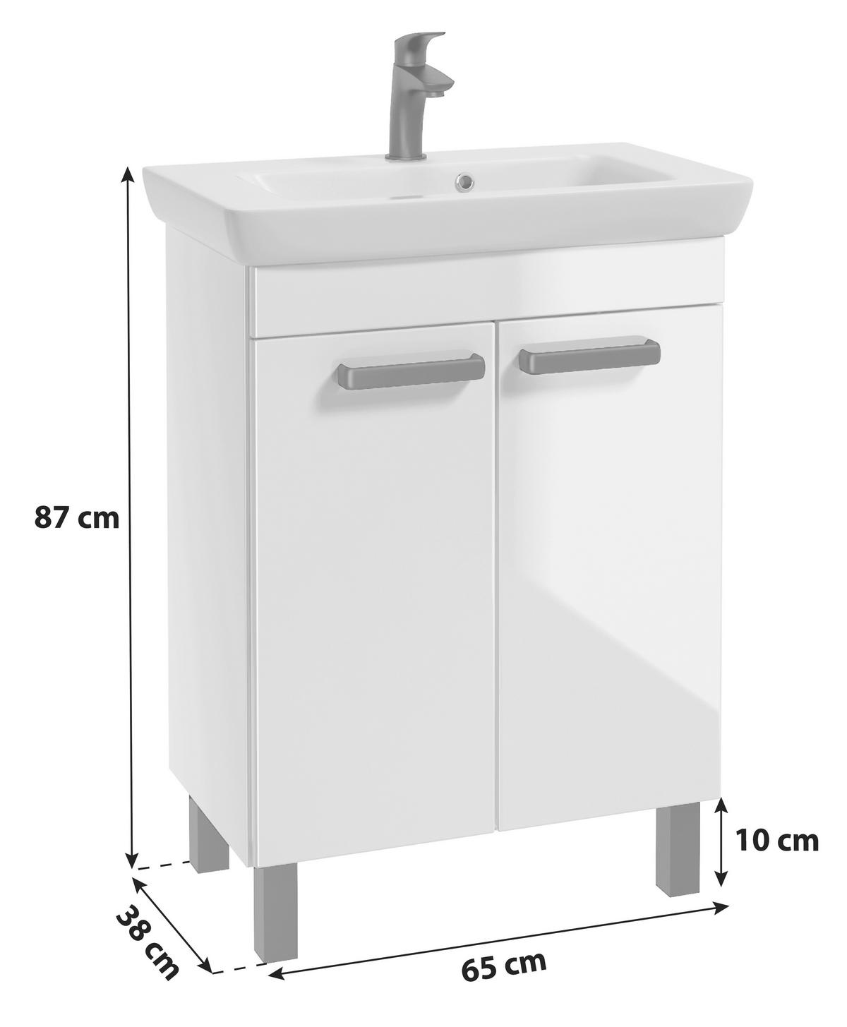 UMIVAL. ENOTA Z UMIVALNIKOM  - črna/bela, Basics, kovina/umetna masa (65/87/38cm) - Boxxx