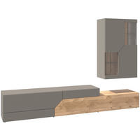 WOHNWAND 2-teilig  Grau, Wildeiche 288/194/44,60 cm  - Wildeiche/Grau, Design, Glas/Holz (288/194/44,60cm) - Voglauer