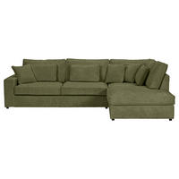 ECKSOFA  in Cord Olivgrün Zierkissen, Rückenkissen, Rücken echt  307/228 cm  - Schwarz/Olivgrün, MODERN, Kunststoff/Textil (307/228cm) - Carryhome