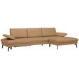 ECKSOFA in Echtleder Honig  - Schwarz/Honig, Design, Leder/Metall (325/157cm) - Dieter Knoll