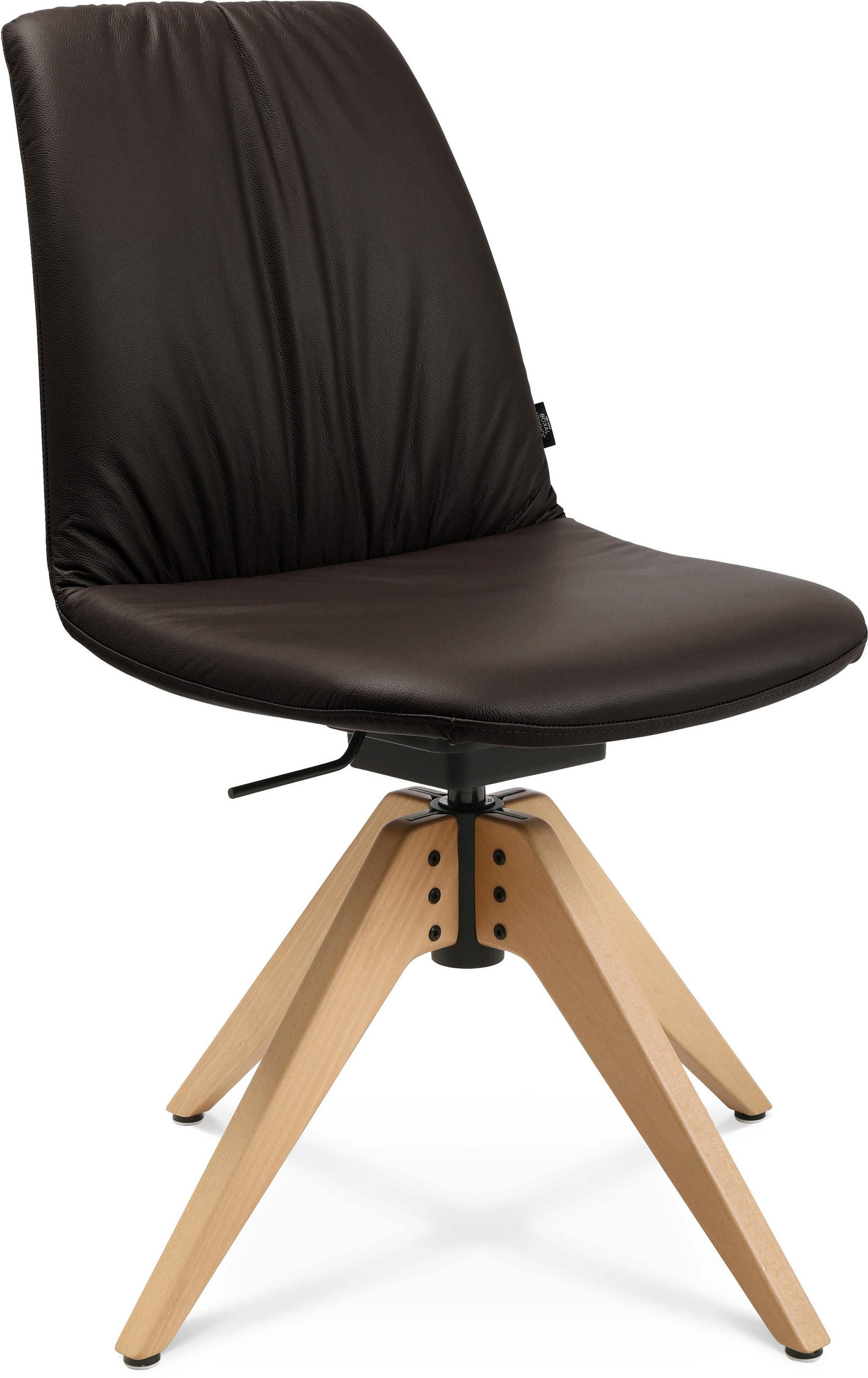 STUHL  in Echtleder pigmentiert  - Eichefarben/Beige, Design, Leder/Holz (46/82,5-85,25/55cm) - Johann Jakob