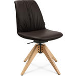 STUHL  in Echtleder pigmentiert Holz, Leder  - Eichefarben/Beige, Design, Leder/Holz (46/82,5-85,25/55cm) - Johann Jakob
