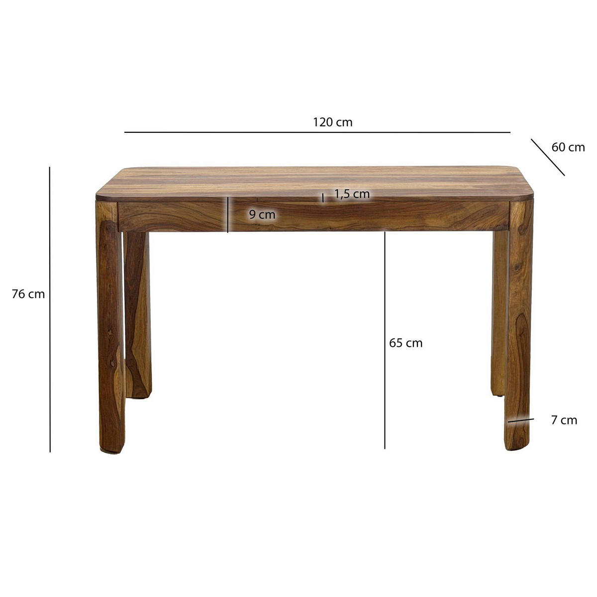 ESSTISCH 120/60/76 cm Echtholz  Holz rechteckig Braun  - Braun, Design, Holz (120/60/76cm) - MID.YOU
