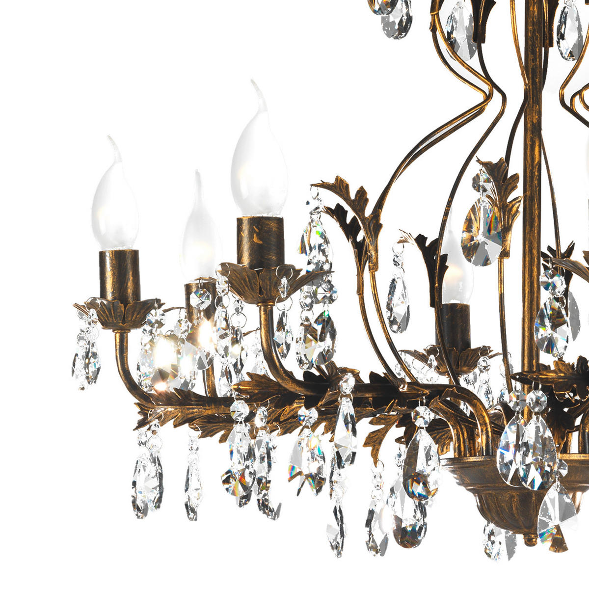 KRISTALL-HÄNGELEUCHTE 70/105 cm   - Bronzefarben, KONVENTIONELL, Glas/Metall (70/105cm)