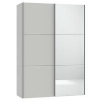 SCHWEBETÜRENSCHRANK in Hellgrau  - Silberfarben/Hellgrau, Design, Glas/Holzwerkstoff (152/220/65cm) - Jutzler