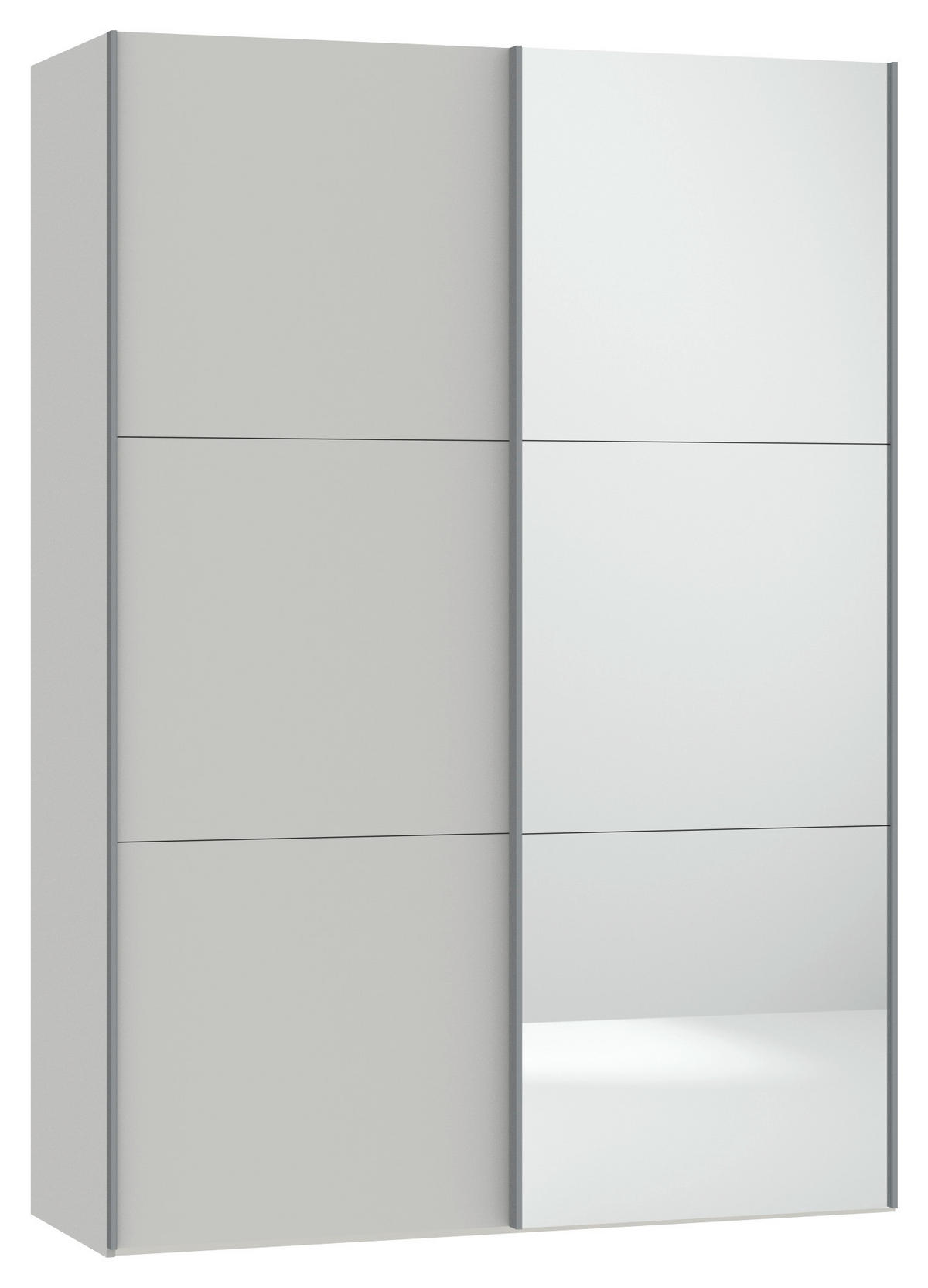 SCHWEBETÜRENSCHRANK in Hellgrau  - Silberfarben/Hellgrau, Design, Glas/Holzwerkstoff (152/220/65cm) - Jutzler