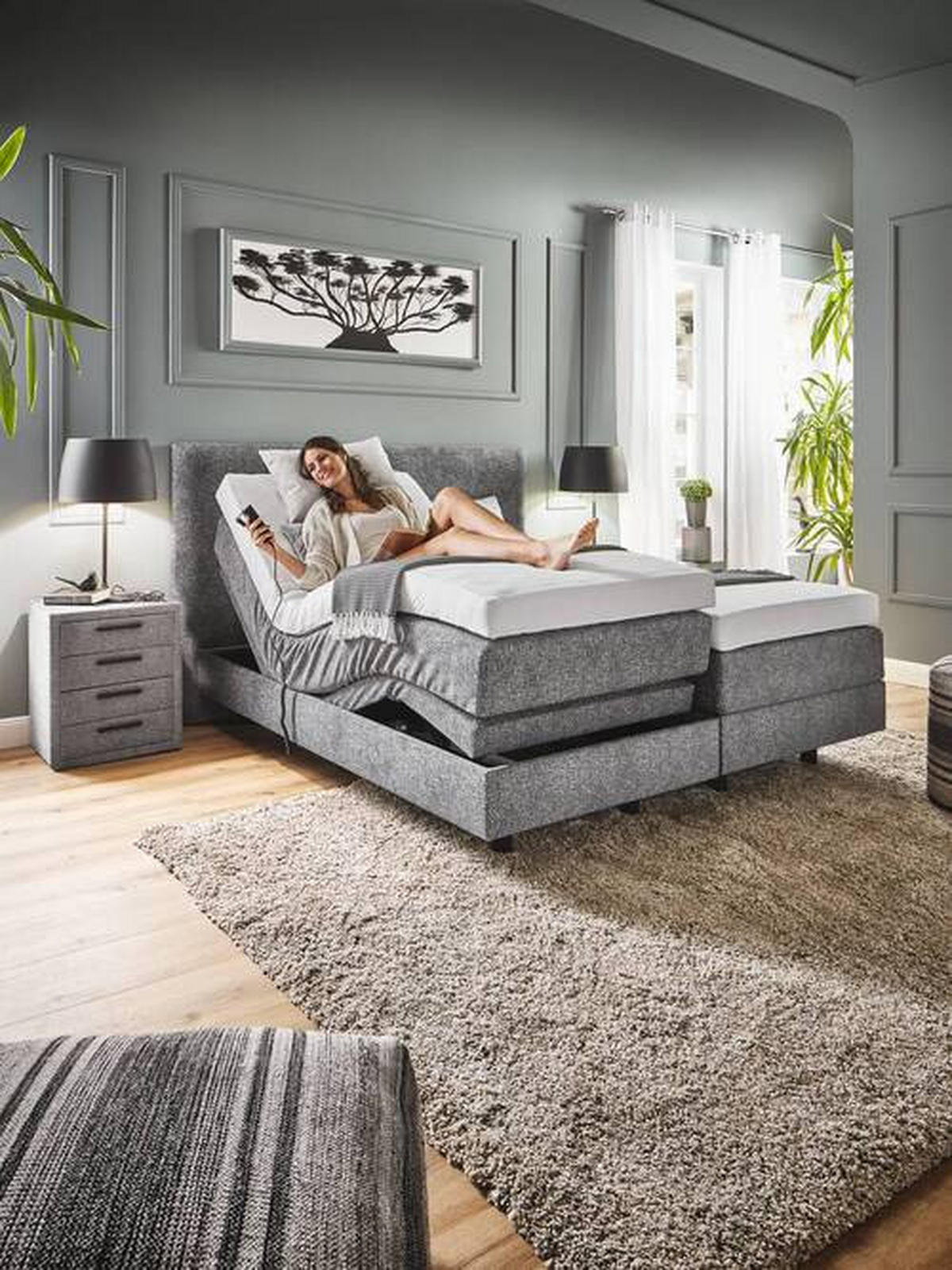 BOXSPRINGBETT 160/200 cm  in Grau  - Grau, KONVENTIONELL, Holz/Textil (160/200cm) - Dieter Knoll