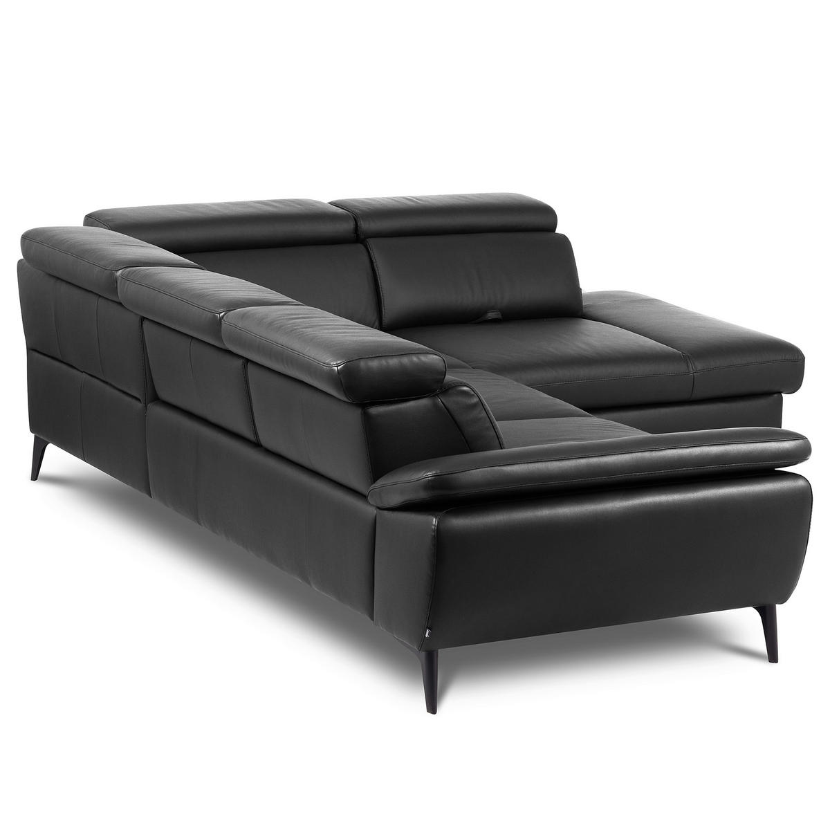 ECKSOFA  in Lederlook Echtleder Schwarz  274/220 cm  - Schwarz, Design, Leder/Textil (274/220cm) - Livetastic