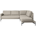 ECKSOFA in Flachgewebe, Struktur Beige  254/230 cm  - Anthrazit/Beige, Design, Textil/Metall (254/230cm) - Johann Jakob
