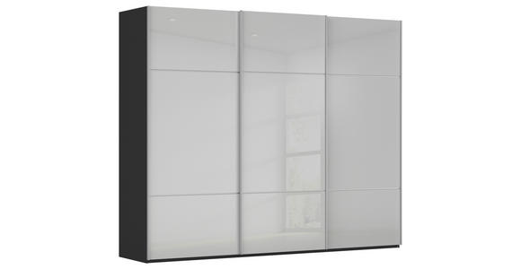 SCHWEBETÜRENSCHRANK  in Grau, Schwarz  - Alufarben/Schwarz, KONVENTIONELL, Glas/Holzwerkstoff (242/223/68cm) - Novel