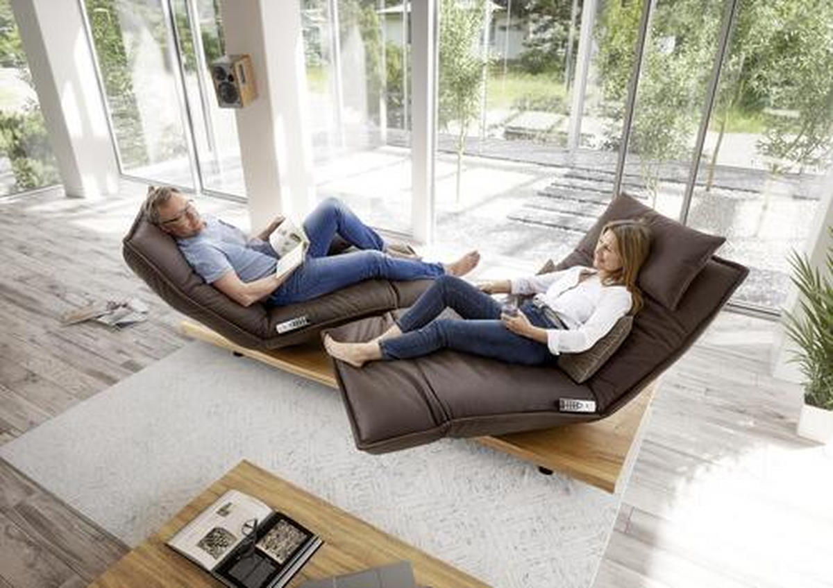 2-SITZER-SOFA in Mikrofaser Braun  - Eichefarben/Schwarz, Natur, Holz/Textil (240/63/115cm) - Koinor