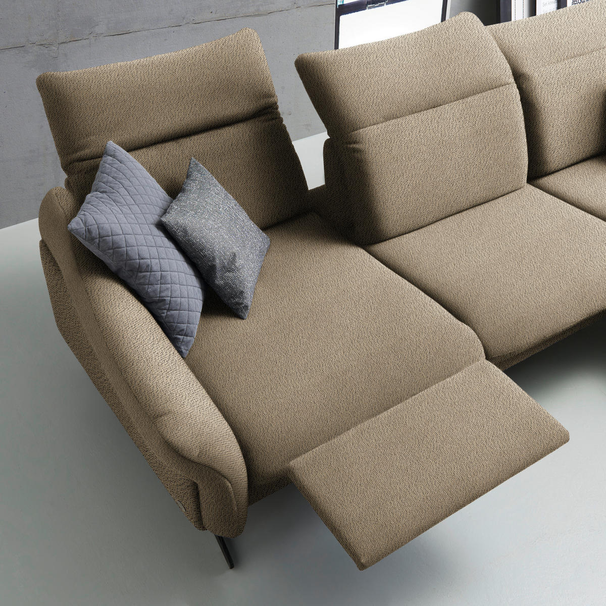 ECKSOFA in Webstoff Hellbraun  299/203 cm  - Hellbraun/Anthrazit, Design, Textil/Metall (299/203cm) - Himolla