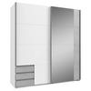 SCHWEBETÜRENSCHRANK 179/198/64 cm 2-türig Weiß, Hellgrau  - Hellgrau/Alufarben, Design, Glas/Holzwerkstoff (179/198/64cm) - Boxxx