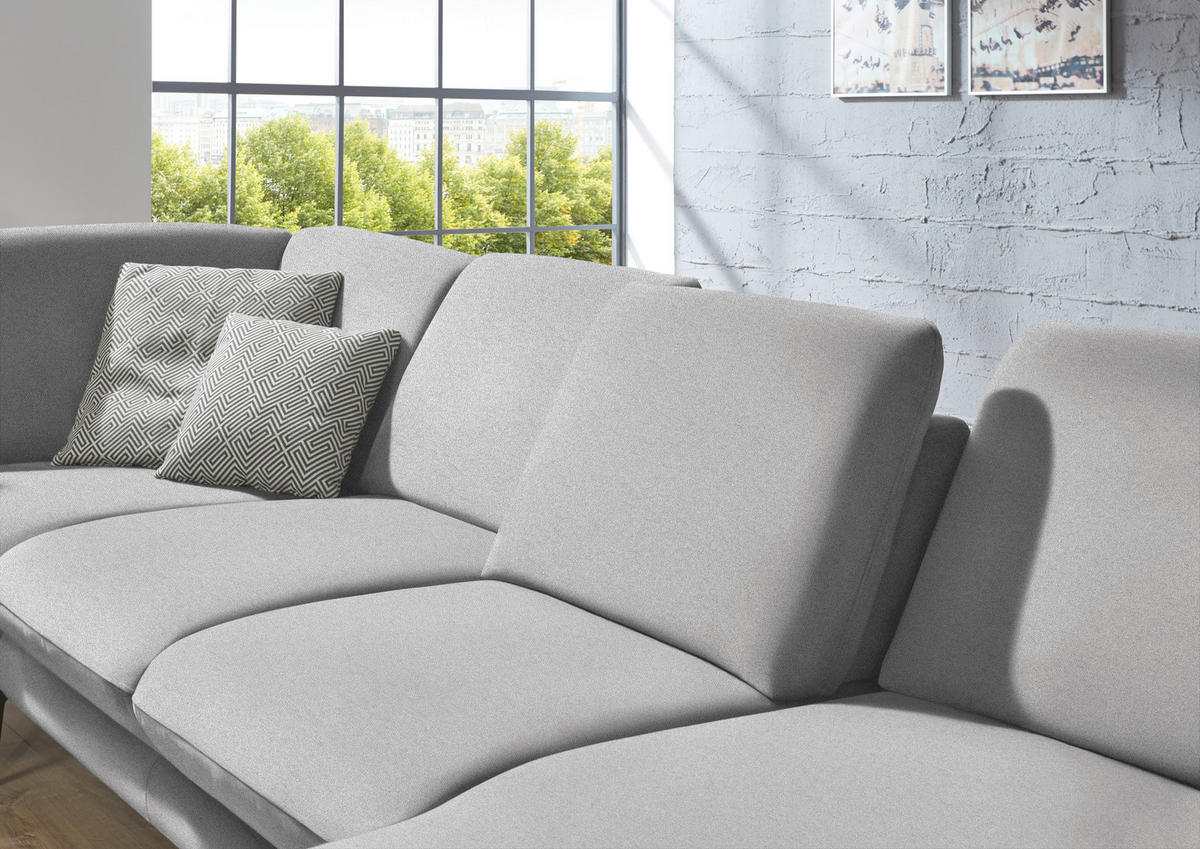 WOHNLANDSCHAFT in Webstoff Hellgrau  - Hellgrau/Schwarz, Design, Textil/Metall (208/344/180cm) - Dieter Knoll