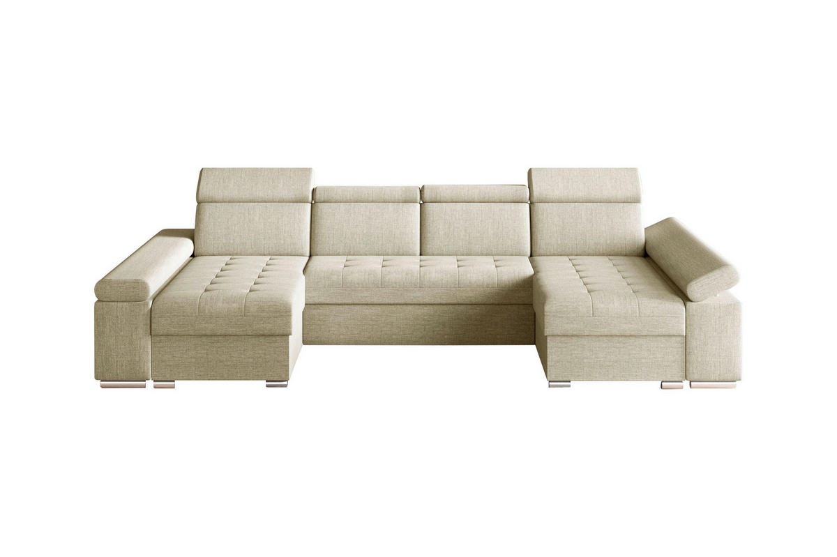 WOHNLANDSCHAFT TORONTO U Creme Webstoff  - Silberfarben/Creme, Design, Textil (168/330/168cm) - MID.YOU
