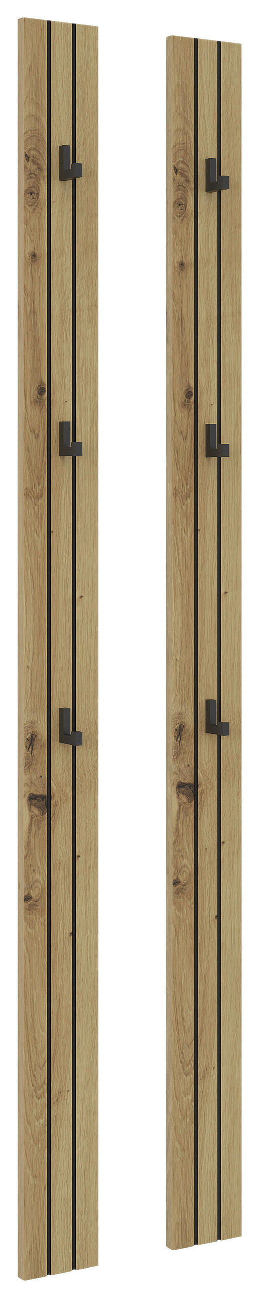 GARDEROBENPANEEL 2 Stück  in 13/160/1,6 cm  - Schwarz/Eiche Artisan, MODERN, Holzwerkstoff (13/160/1,6cm) - Xora