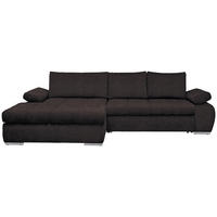 ECKSOFA Anthrazit Flachgewebe Rückenkissen, Bettkasten, Schlaffunktion, Rücken echt, Armteilverstellung  - Chromfarben/Anthrazit, Design, Kunststoff/Textil (294/173cm) - Carryhome