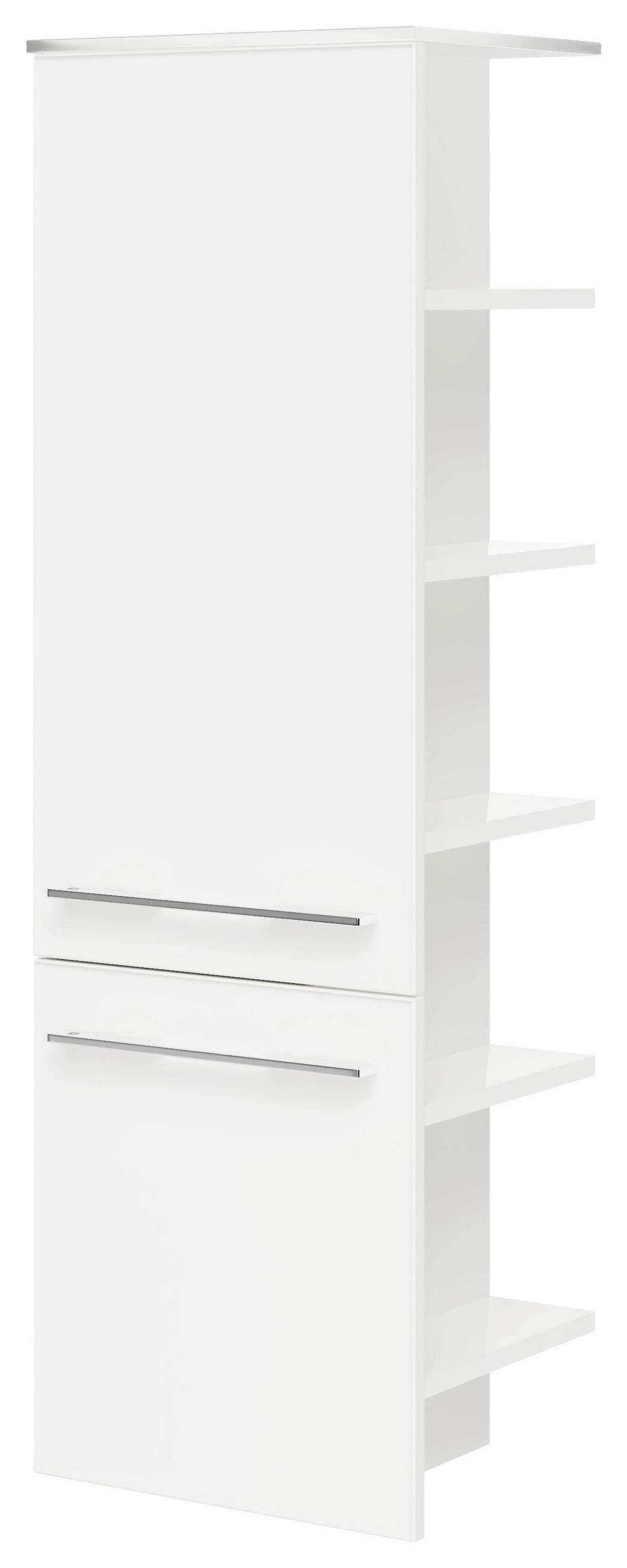 MIDISCHRANK 42,5/133,2/33 cm  - Chromfarben/Weiß Hochglanz, Design, Glas/Holzwerkstoff (42,5/133,2/33cm) - Leonardo Living