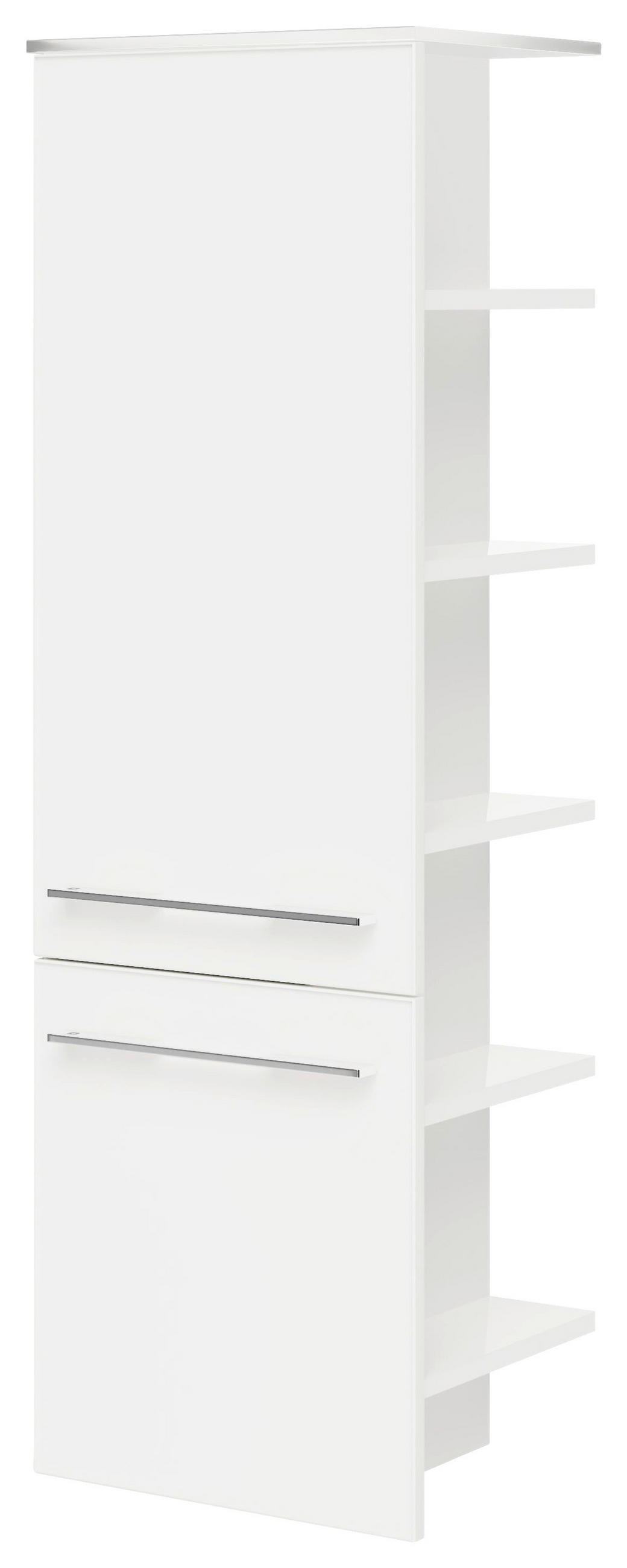 MIDISCHRANK 42,5/133,2/33 cm  - Chromfarben/Weiß Hochglanz, Design, Glas/Holzwerkstoff (42,5/133,2/33cm) - Leonardo Living