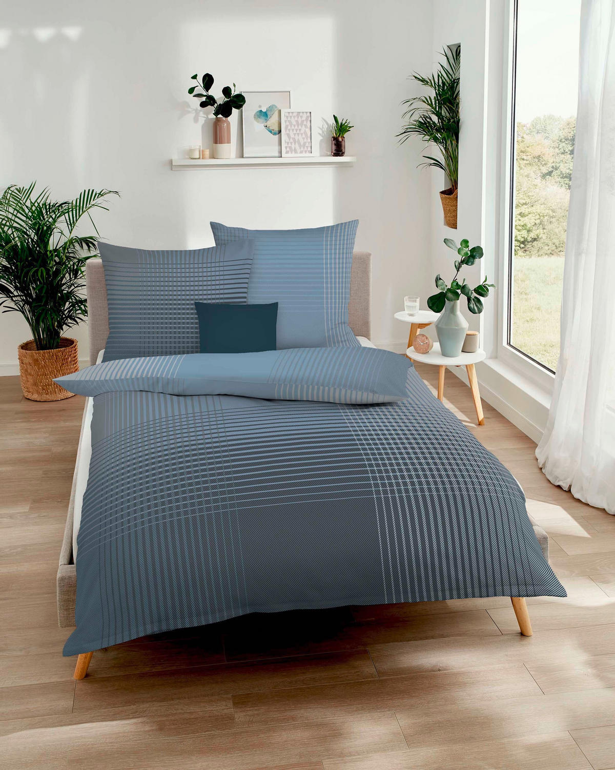 BETTWÄSCHE Makosatin 140/200 cm  - Dunkelblau, KONVENTIONELL, Textil (140/200cm) - Kaeppel