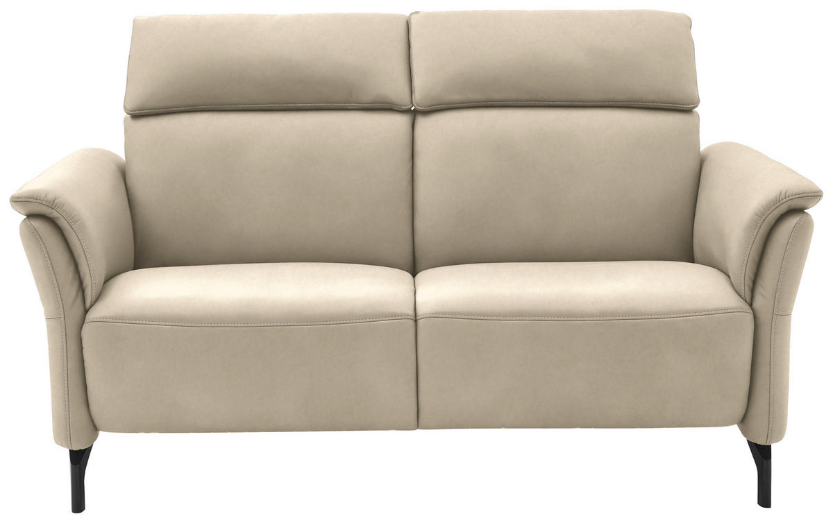 2-SITZER-SOFA in Leder Ecru  - Ecru/Schwarz, KONVENTIONELL, Leder/Metall (178/103/92cm) - Dieter Knoll