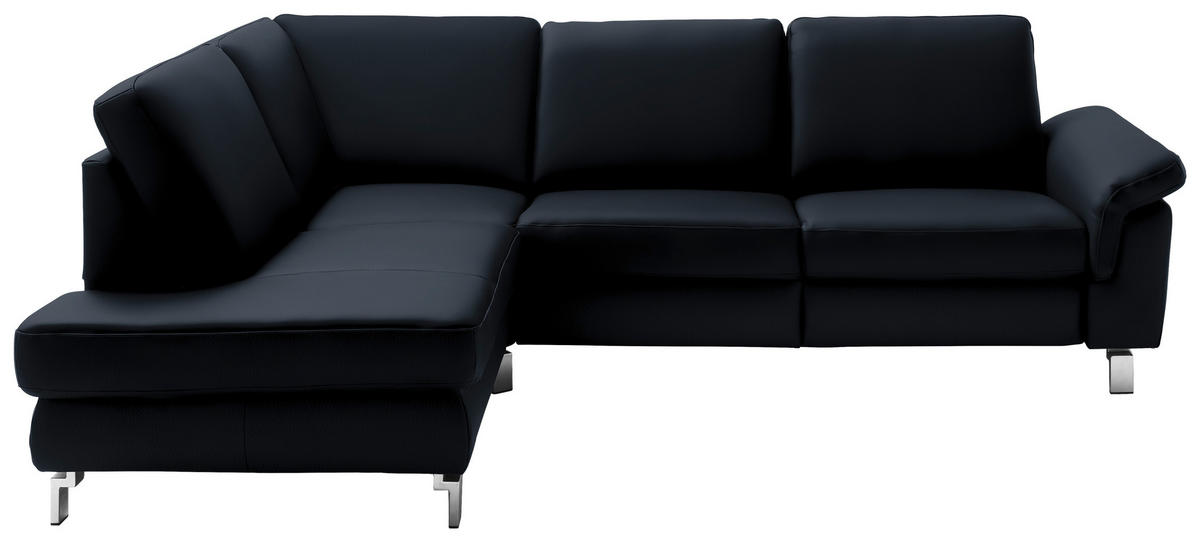 ECKSOFA in Echtleder Dunkelblau  - Chromfarben/Dunkelblau, Design, Leder/Metall (200/271cm) - Pure Home Lifestyle