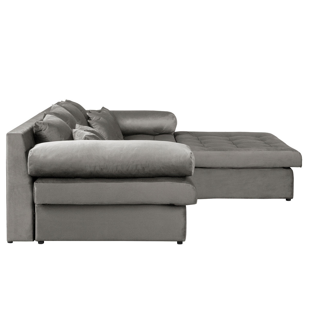 ECKSOFA Naomi in Velours Dunkelgrau Rückenkissen  284/243 cm  - Dunkelgrau/Schwarz, Design, Kunststoff/Textil (284/243cm) - P & B