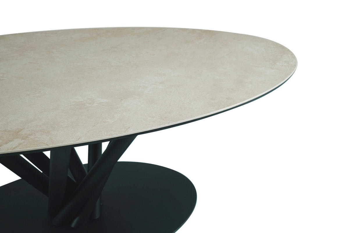 COUCHTISCH ESG 120/70/42 cm oval Schwarz, Taupe  - Taupe/Schwarz, Design, Glas/Keramik (120/70/42cm) - Belluti