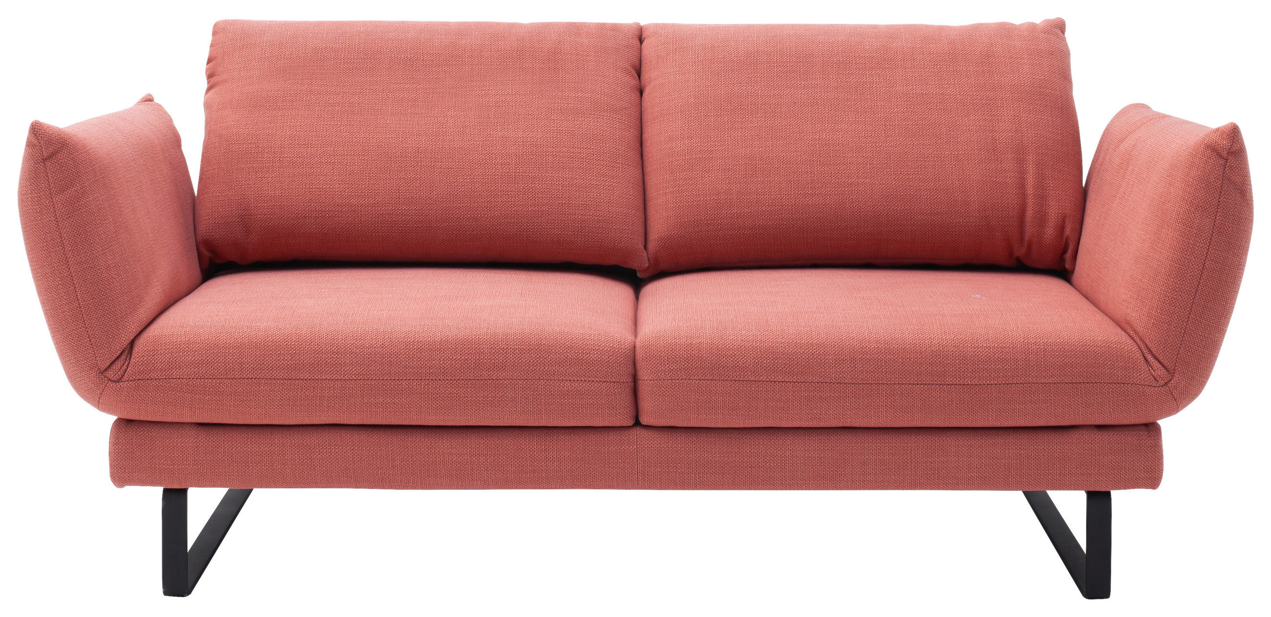 2-SITZER-SOFA Flachgewebe Koralle  - Koralle/Schwarz, Design, Textil/Metall (176/85/95cm) - Schöner Wohnen