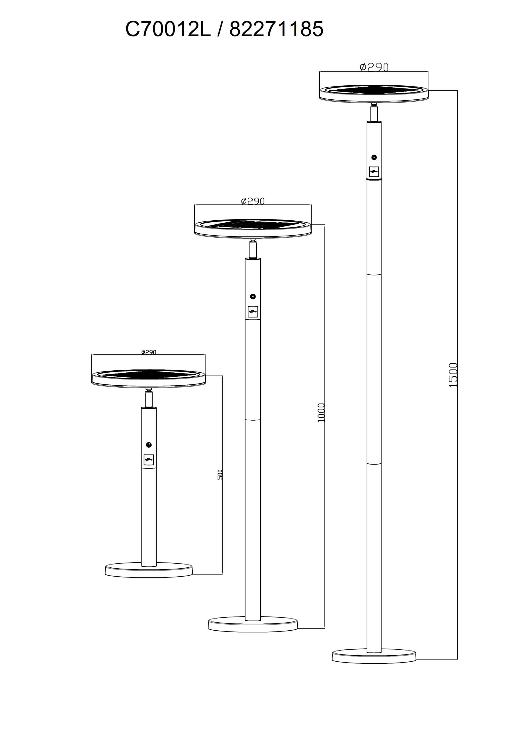 STEHLEUCHTE 29/150 cm    - Transparent/Schwarz, Trend, Kunststoff/Metall (29/150cm) - Novel