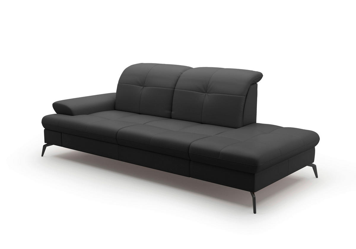 RÉCAMIERE in Echtleder Schwarz  - Schwarz, Konventionell, Leder/Metall (231/90/122cm) - Sit & More