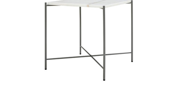 BEISTELLTISCH 40/40/40 cm Grau, Weiß quadratisch  - Dunkelgrau/Weiß, Trend, Stein/Metall (40/40/40cm) - Landscape