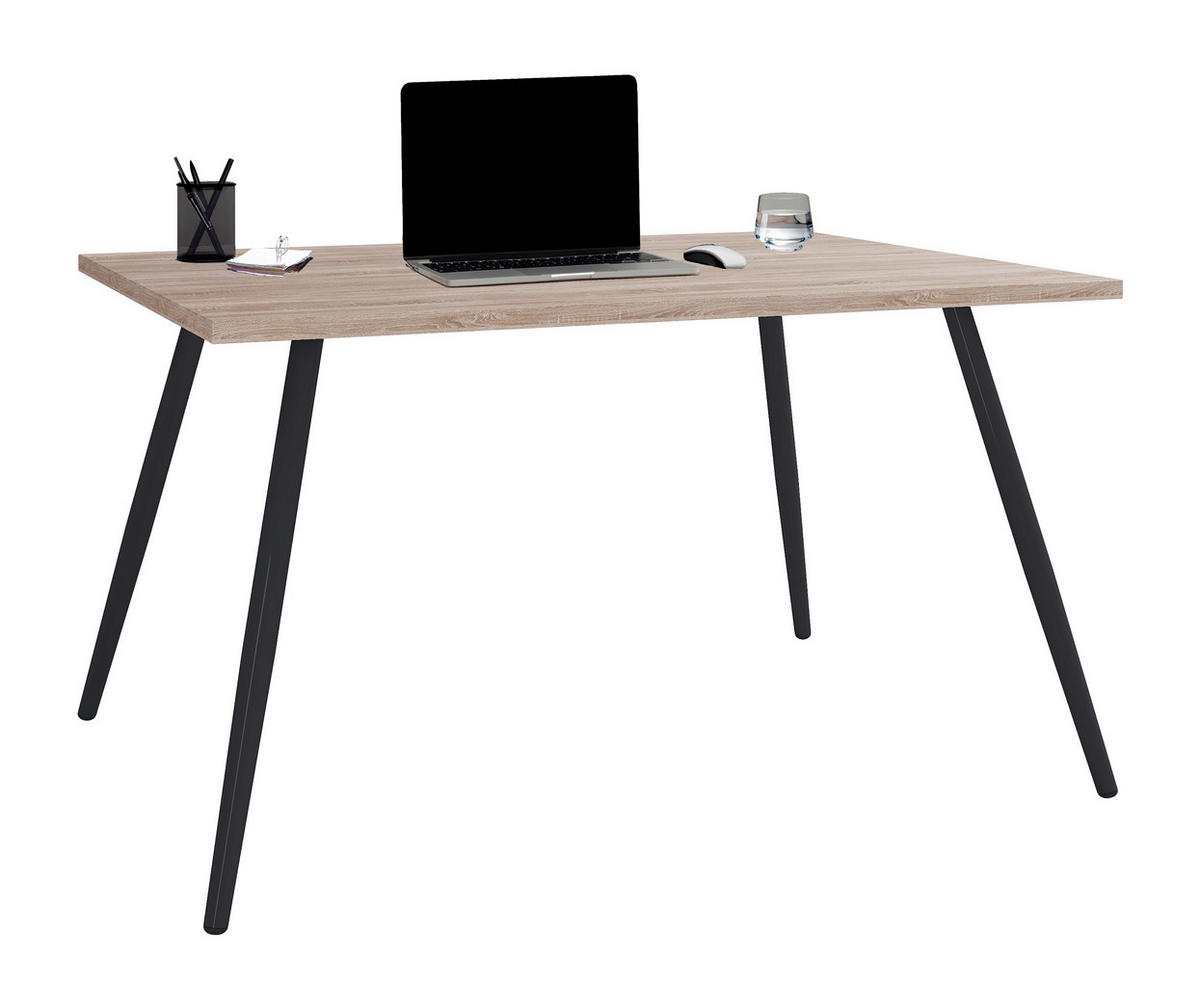 SCHREIBTISCH 138/80/70 cm  in Schwarz, Sonoma Eiche  - Schwarz/Sonoma Eiche, MODERN, Holzwerkstoff/Metall (138/80/70cm) - MID.YOU