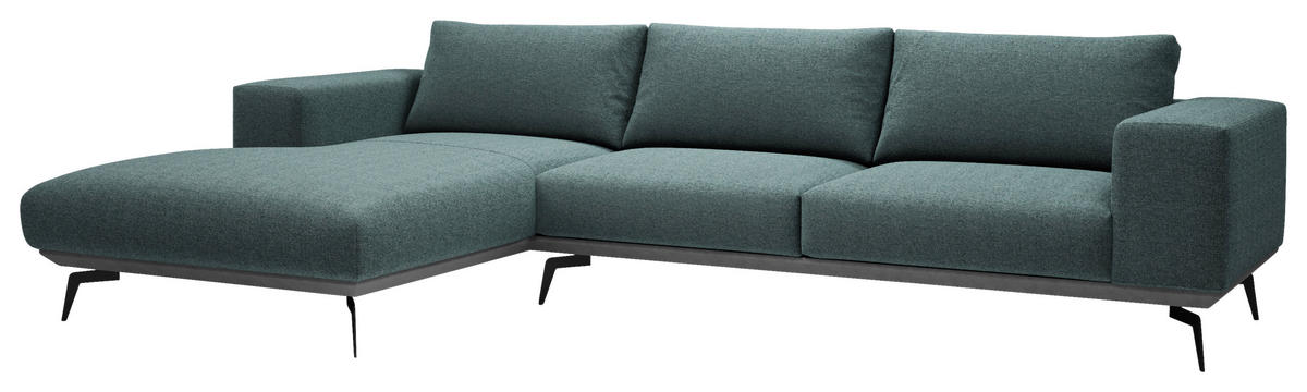 ECKSOFA in Chenille Anthrazit  180/330 cm  - Anthrazit/Schwarz, Design, Textil/Metall (180/330cm) - MID.YOU