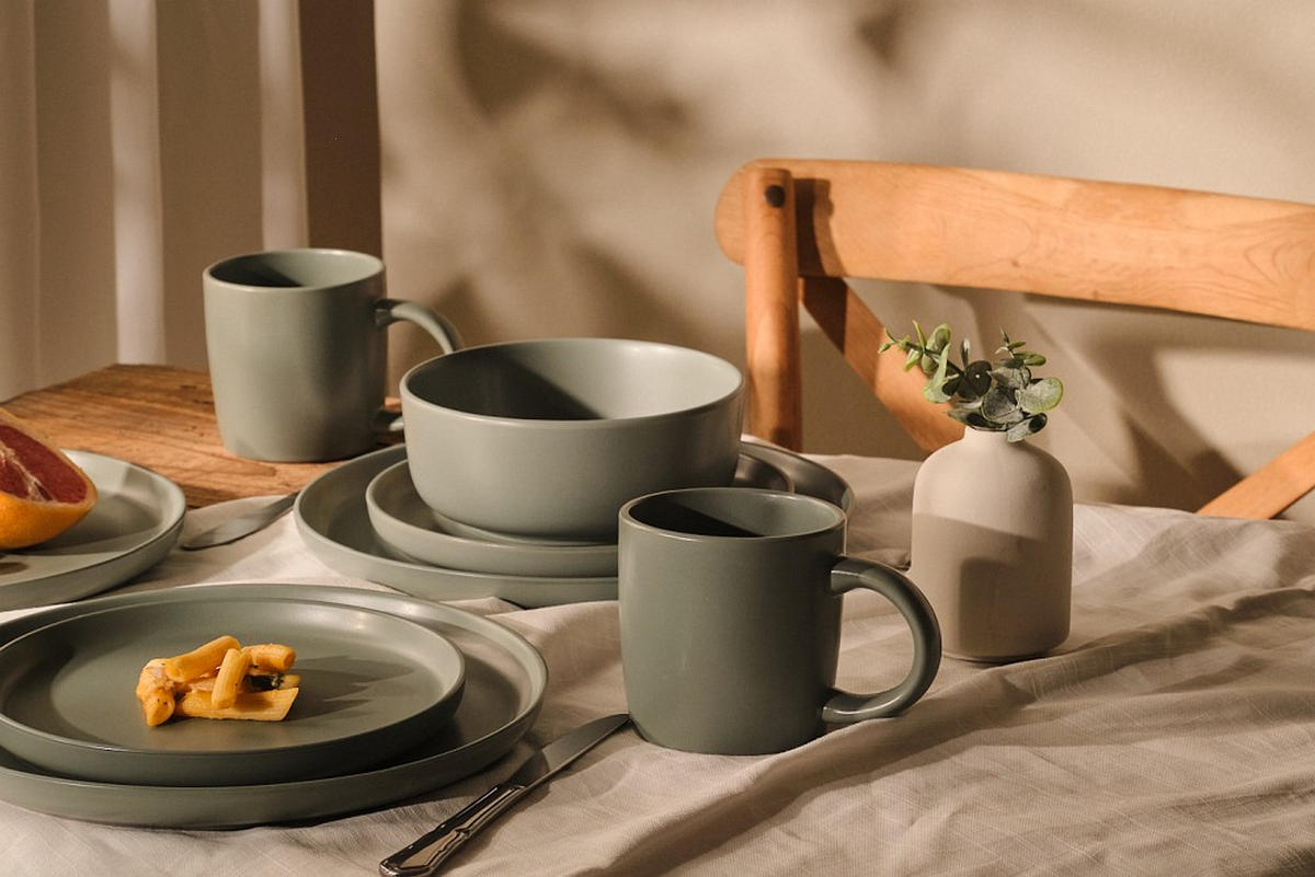 KOMBISERVICE Salerno 16-teilig  - Grün, Trend, Keramik - Novel