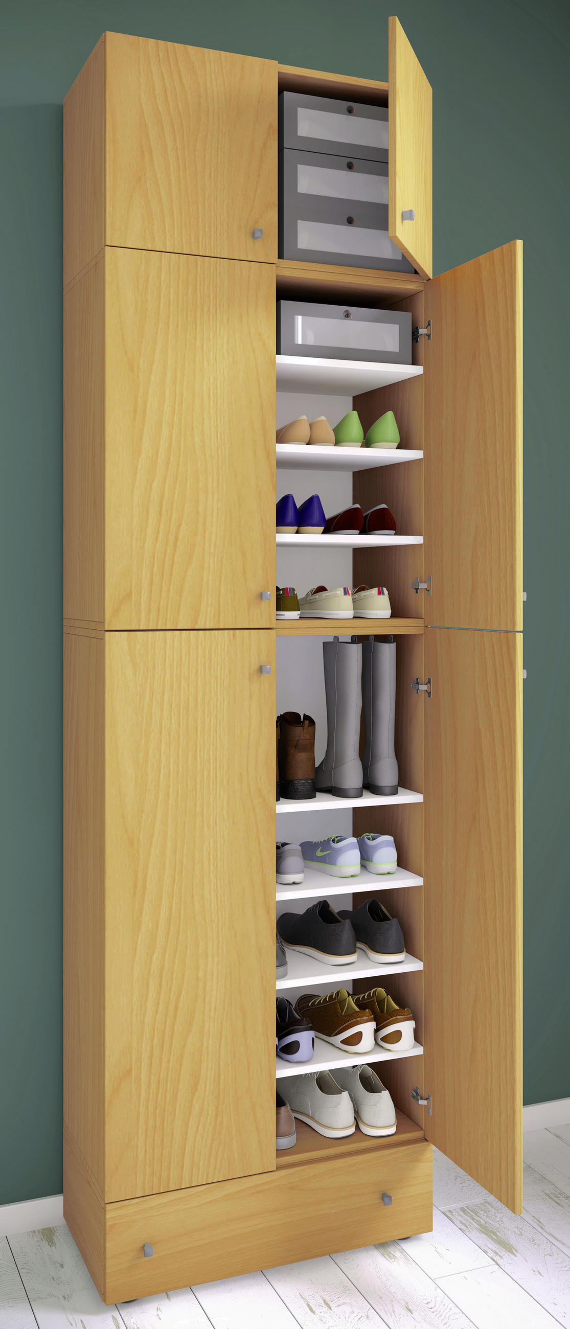 SCHUHSCHRANK  in 70/240/39 cm  - Buchefarben/Schwarz, MODERN, Holzwerkstoff/Kunststoff (70/240/39cm) - MID.YOU