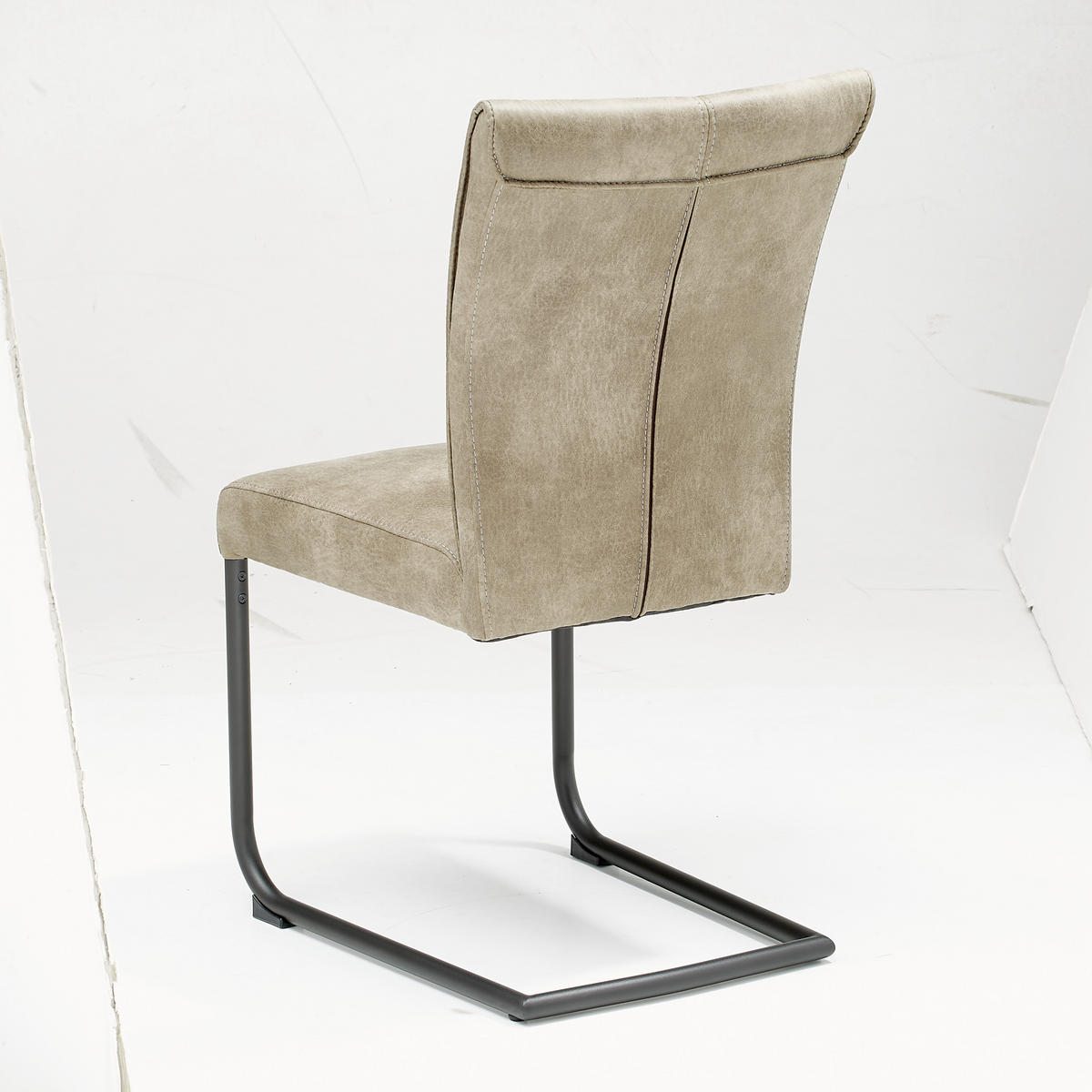 SCHWINGSTUHL  in Mikrofaser  - Hellbraun/Schwarz, Natur, Textil/Metall (46/94/60cm) - Valdera