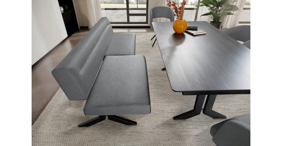 SITZBANK 220/87/70-86 cm in Hellgrau - Hellgrau/Schwarz, KONVENTIONELL, Textil/Metall (220/87/70-86cm) - Moderano
