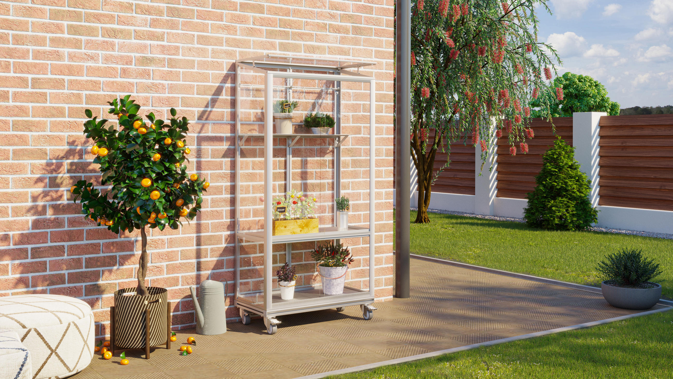 Balkon-gewächshaus Polis 350 Alufarben  H: 168,2 Cm