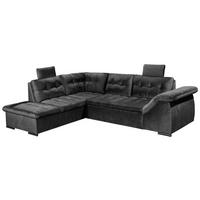 ECKSOFA in Mikrovelours Schwarz  - Schwarz, Konventionell, Kunststoff/Textil (217/283cm) - MID.YOU