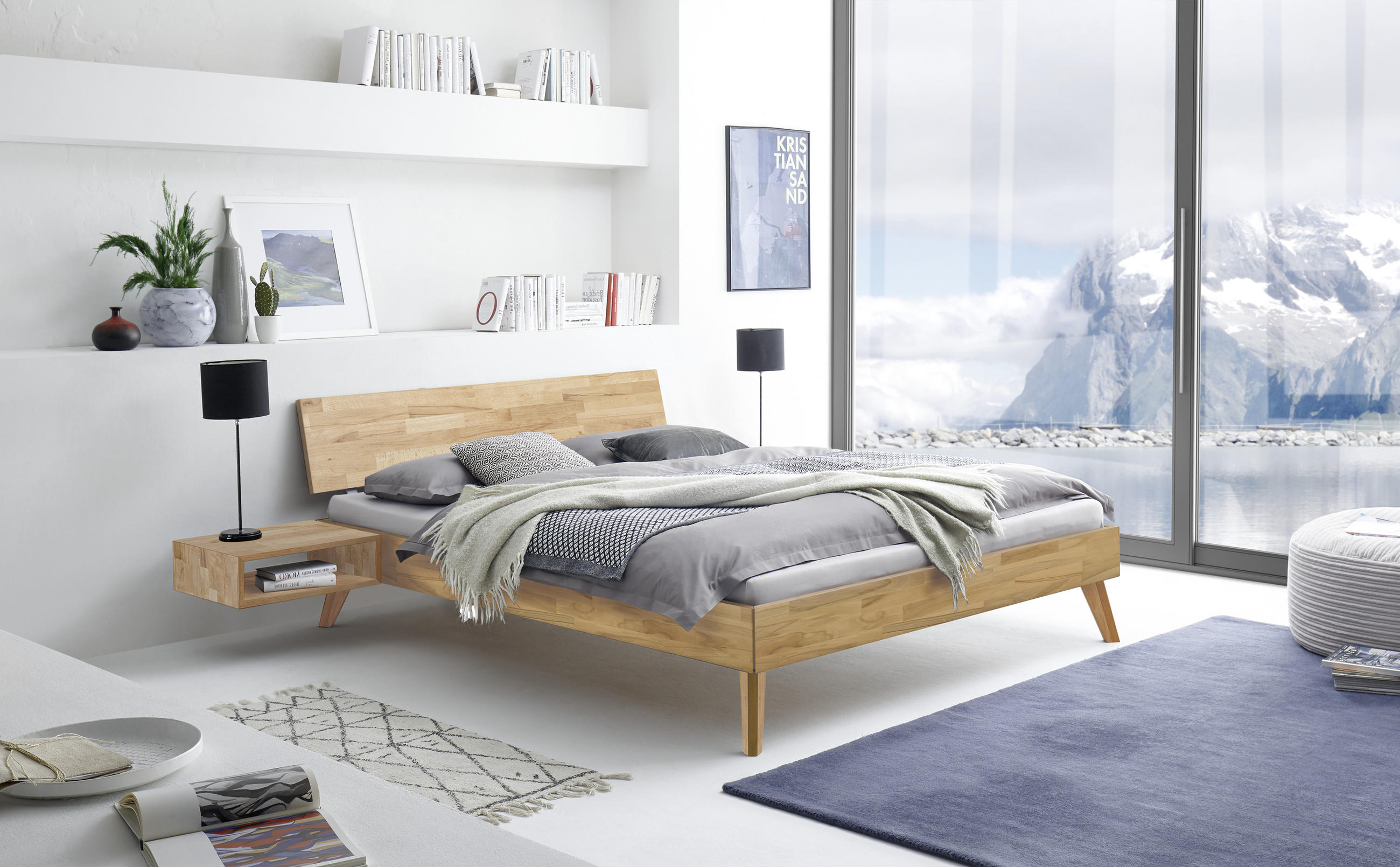BETT 180/200 cm in Kernbuche - Buchefarben/Kernbuche, Natur, Holz (180/200cm) - Hasena