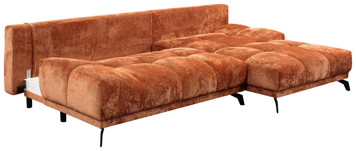 ECKSOFA in Chenille Rostfarben  290/182 cm  - Rostfarben/Schwarz, MODERN, Textil/Metall (290/182cm) - Hom`in
